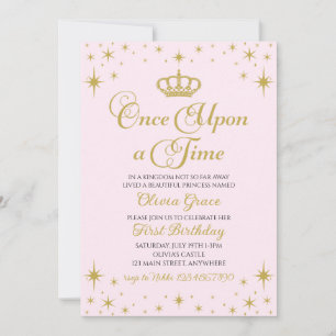 Invitation d'anniversaire de princesse en or Il ét