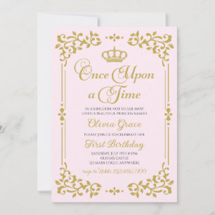 Invitation d'anniversaire de princesse en or Il ét