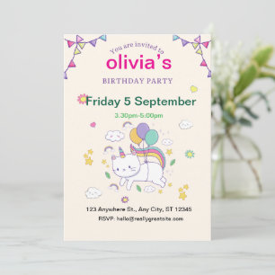 Invitation d'anniversaire de princesse licorne des