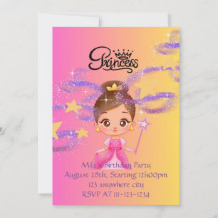 Invitation d'anniversaire de princesse rose