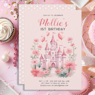 Invitation d'anniversaire de princesse rose Châtea