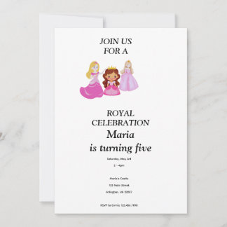 Invitation d'anniversaire de princesse rose et or