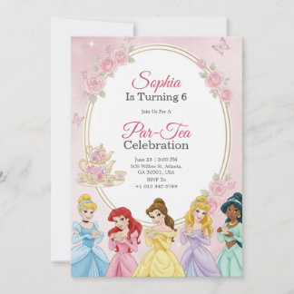 Invitation d'anniversaire de princesse sur le thèm