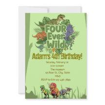 Invitation d'anniversaire de quatre dinosaures Eve