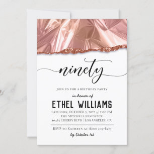 Invitation d'anniversaire de quatre-vingt-dix Rose