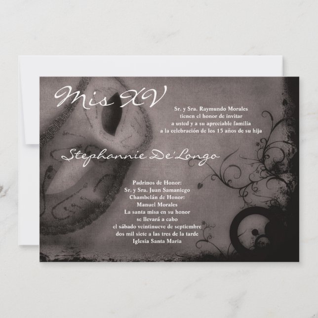 invitation d'anniversaire de Quinceanera de la (Devant)