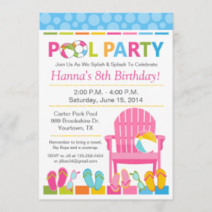 Invitation d'anniversaire de réception au bord de