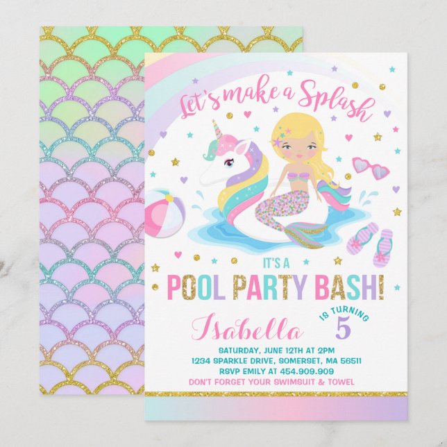 Invitation d'anniversaire de réception au bord de (Devant / Derrière)