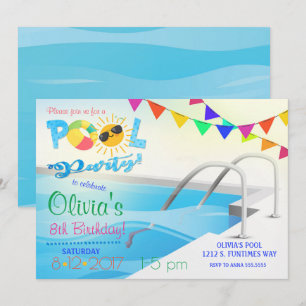 Invitation d'anniversaire de réception au bord de