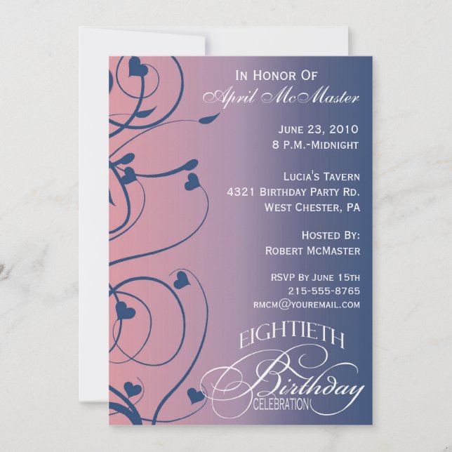 Invitation d'anniversaire de remous de (Devant)