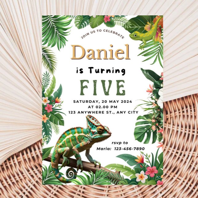 Invitation d'anniversaire de reptile (Créateur téléchargé)