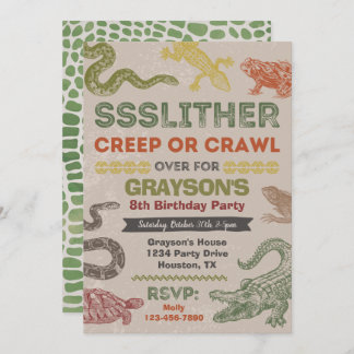 Invitation d'anniversaire de reptile | Partie de r