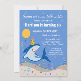 Invitation d'anniversaire de requin