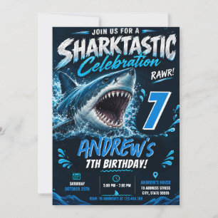 Invitation d'anniversaire de requin moderne person
