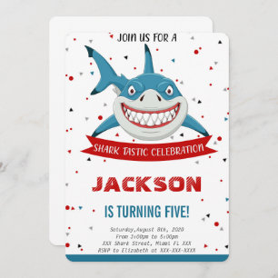 Invitation d'anniversaire de requin modifiable