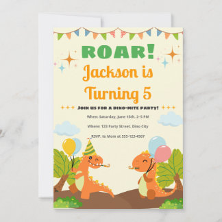 Invitation d'anniversaire de Roarsome Dinosaur
