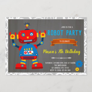 Invitation d'anniversaire de robot
