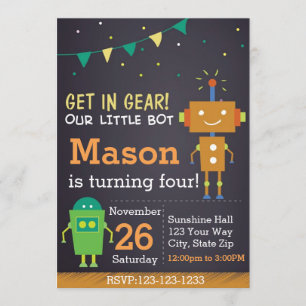 Invitation d'anniversaire de robot (garçon)