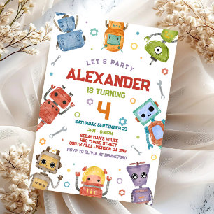 Invitation d'anniversaire de robot pour enfants