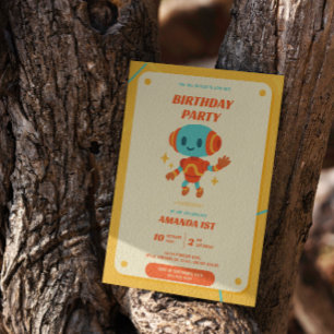 Invitation d'anniversaire de Robot Retro