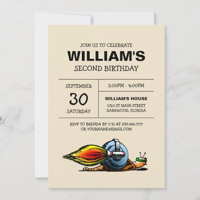 Invitation d'anniversaire de Rocket Snail (Devant)