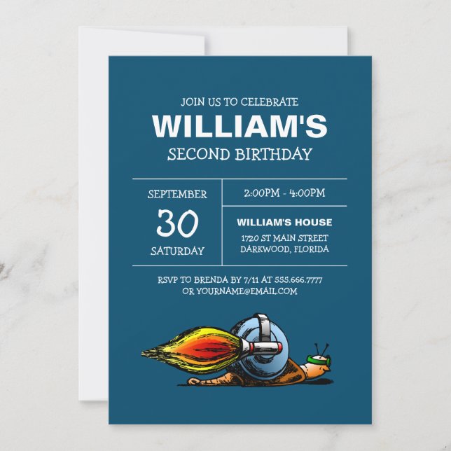 Invitation d'anniversaire de Rocket Snail (Devant)