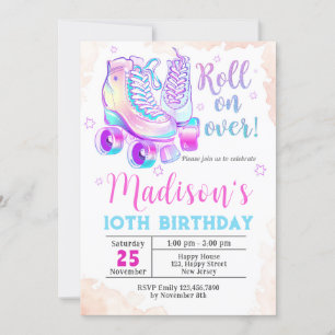 Invitation d'anniversaire de roller néon