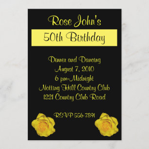 Invitation d'anniversaire de rose jaune