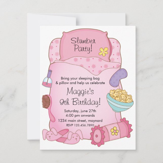 Invitation d'anniversaire de sac de couchage de (Devant)