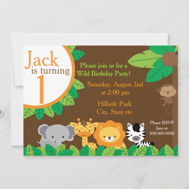 Invitation d'anniversaire de safari (Devant)