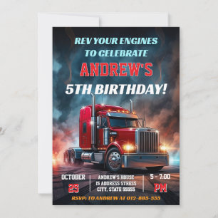 Invitation d'anniversaire de semi-remorque personn