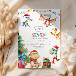 Invitation d'anniversaire de sept ans de dinosaure