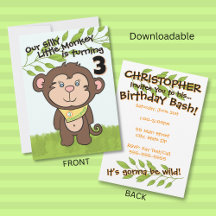 Invitation d'anniversaire de singe