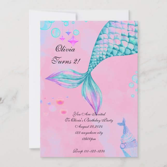Invitation d'anniversaire de Sirène (Devant)
