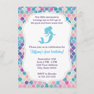 Invitation d'anniversaire de Sirène avec dos