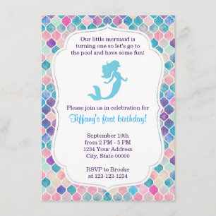 Invitation d'anniversaire de sirène avec le dos