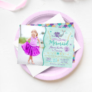 Invitation D'Anniversaire De Sirène Avec Photo