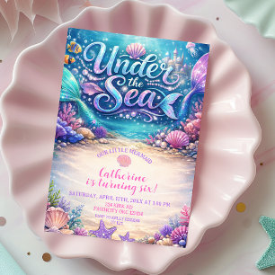 Invitation d'anniversaire de sirène de mer