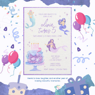 Invitation d'anniversaire de sirène de mer Envoûta