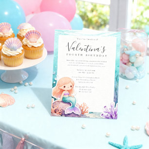 Invitation d'anniversaire de sirène pastel mignonn