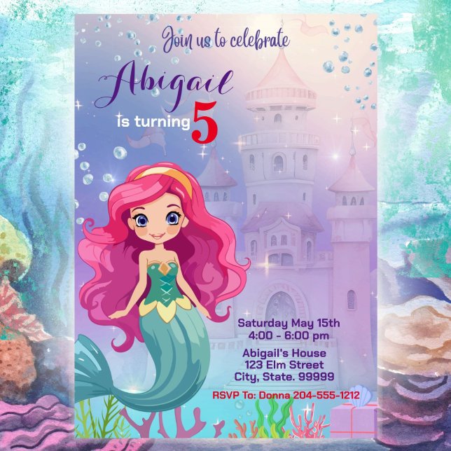 Invitation d'anniversaire de Sirène pour enfants (Créateur téléchargé)