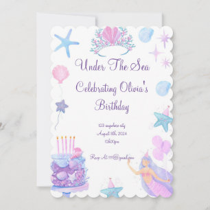 Invitation D'Anniversaire De Sirène Pour Filles An