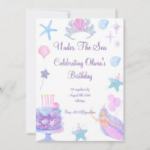 Invitation D'Anniversaire De Sirène Pour Filles An