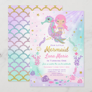 Invitation D'Anniversaire De Sirène Sous La Fête D