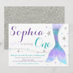 Invitation d'anniversaire de Sirène   Sous la mer