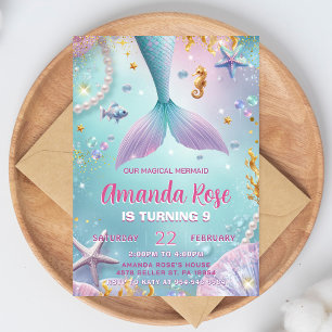 Invitation d'anniversaire de sirène sous la mer