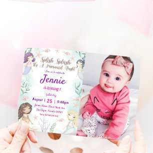 Invitation D'Anniversaire De Sirène Sous La Mer