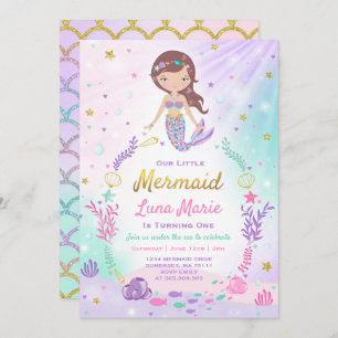 Invitation d'anniversaire de sirène sous la partie