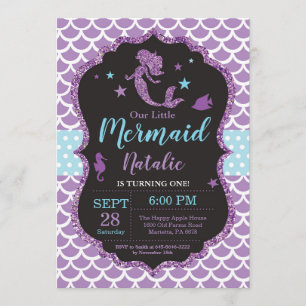 Invitation d'anniversaire de sirène sous la partie