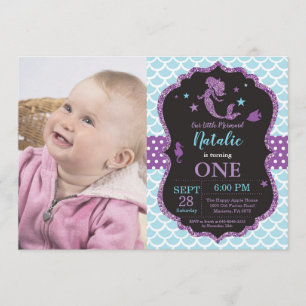 Invitation d'anniversaire de sirène sous la partie
